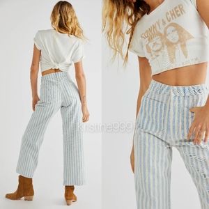 Rolla's Sailor Wide Leg Jeans in Sky Stripe Retro
